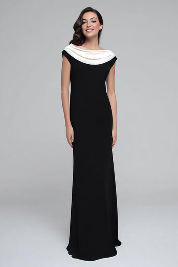 Black Sheath Cowl Neck Long Formal Dress